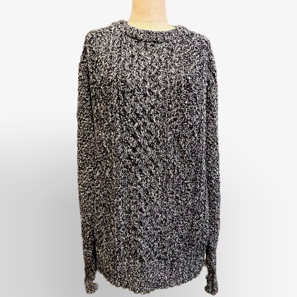 LL Bean Signature marled cable knit sweater crewneck 100% cotton fisherman - Picture 1 of 13